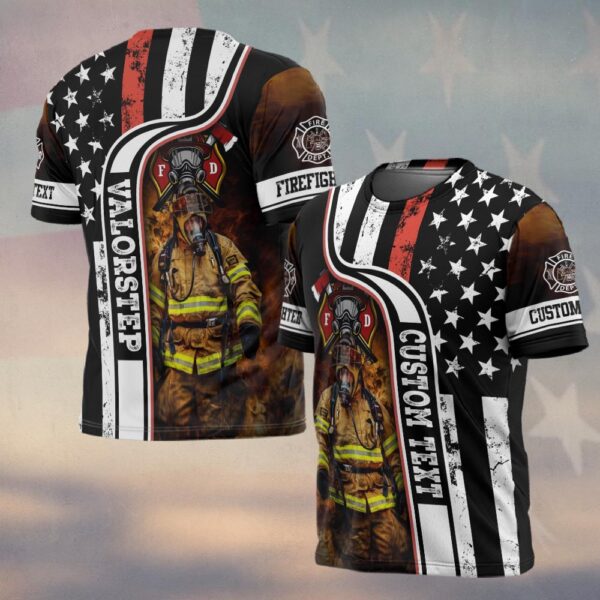 Custom Name American Fire Guardian Thin Red Line #DQH0156 - T-shirt