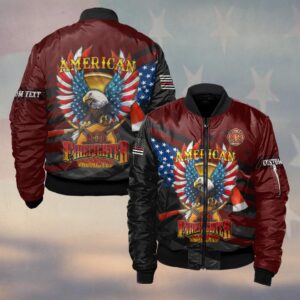 Custom Text Wings of Courage Firefighter #DQH0157 - Bomber Jacket