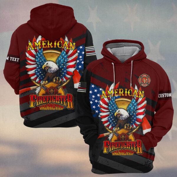 Custom Text Wings of Courage Firefighter #DQH0157 - Hoodie
