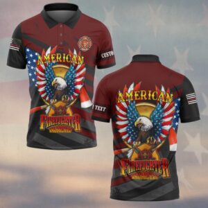 Custom Text Wings of Courage Firefighter #DQH0157 - Polo