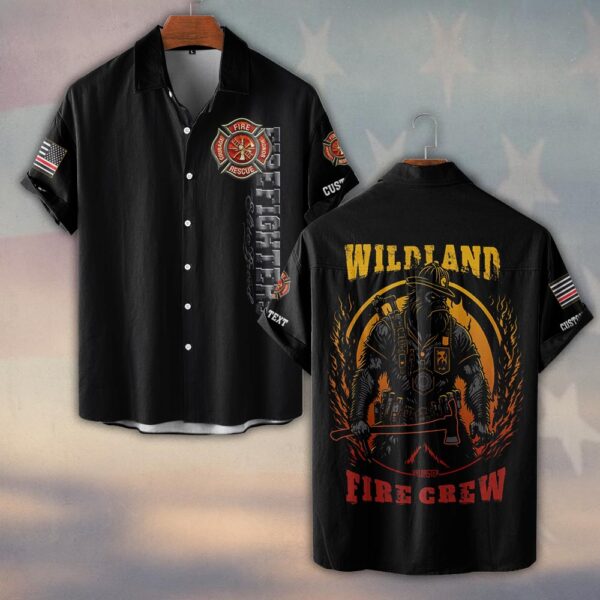 Custom Text & Dept Wildland Firefighter Bigfoot Editions #DQH0159 - Short Sleeve Button Shirt