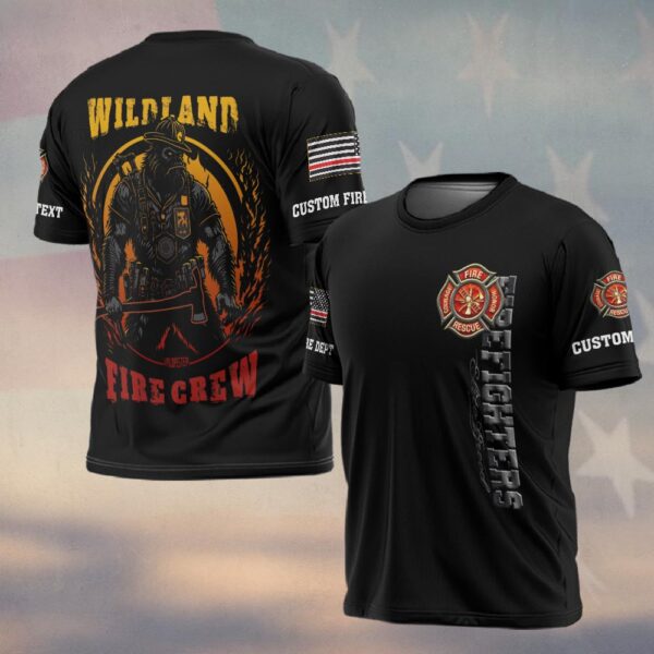 Custom Text & Dept Wildland Firefighter Bigfoot Editions #DQH0159 - T-shirt