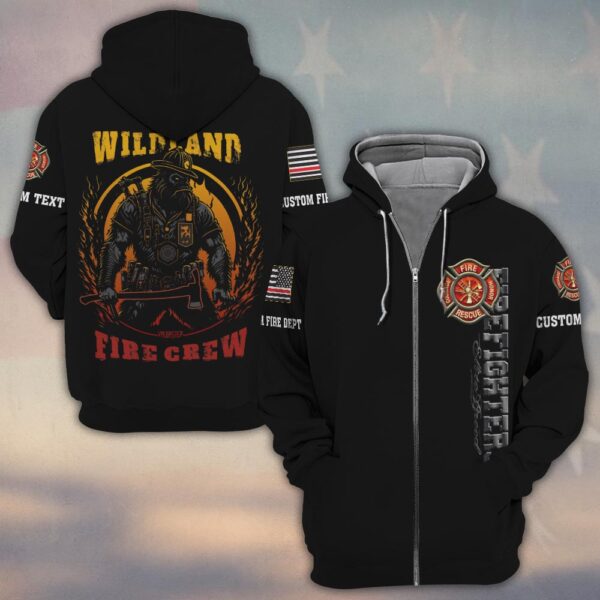 Custom Text & Dept Wildland Firefighter Bigfoot Editions #DQH0159 - Zip Hoodie