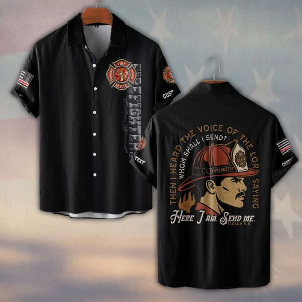 Custom Text & Dept Here I Am, Send Me #DQH0160 - Short Sleeve Button Shirt