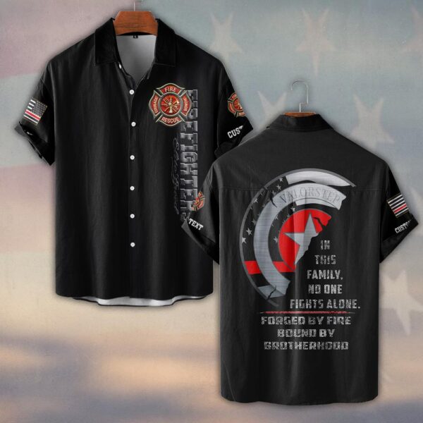 Custom Text & Dept No One FightS Alone #DQH0163 - Short Sleeve Button Shirt