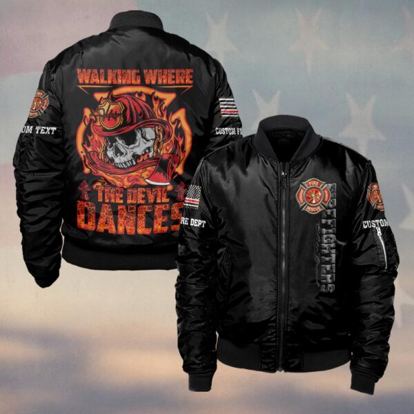 Custom Text & Dept Walking Where The Devil Dances #DQH0170 - Bomber Jacket