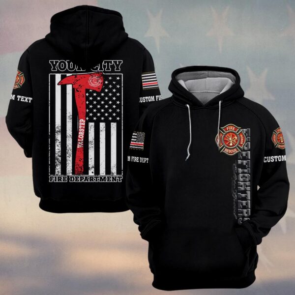 Custom Text & Dept Thin Red Line Axe #DQH0171 - Hoodie