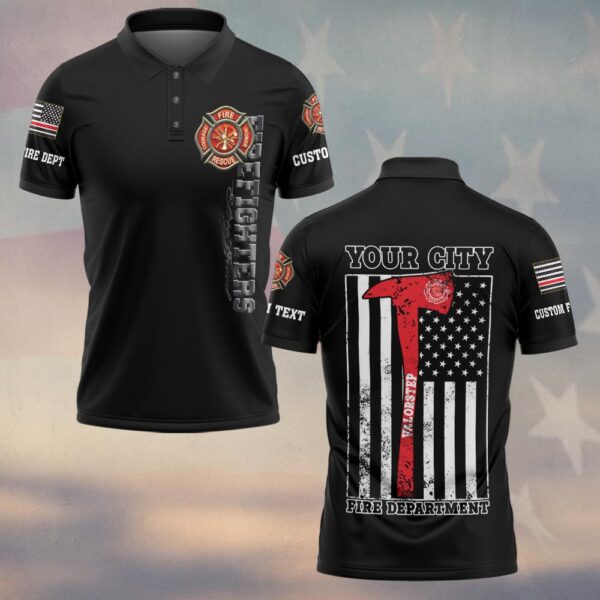 Custom Text & Dept Thin Red Line Axe #DQH0171 - Polo