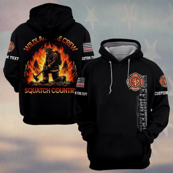 Custom Name & Dept Wildland Fire Crew Squatch Country #DQH0176 - Hoodie