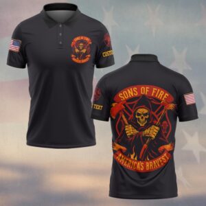 Custom Text Sons Of Fire America Bravest #DQH0177 - Polo