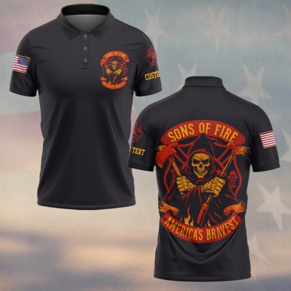 Custom Text Sons Of Fire America Bravest #DQH0177 - Polo
