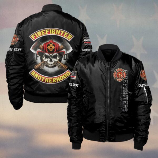 Custom Name & Dept Firefighter Brotherhood Skull Edition #DQH0180 - Bomber Jacket