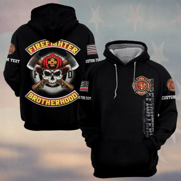 Custom Name & Dept Firefighter Brotherhood Skull Edition #DQH0180 - Hoodie