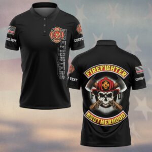 Custom Name & Dept Firefighter Brotherhood Skull Edition #DQH0180 - Polo