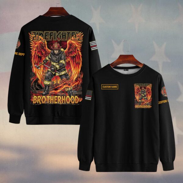 Custom Name & Dept Wings of Fire Brotherhood Firefighter #DQH0182 - Sweatshirt
