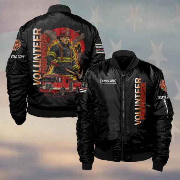 Custom Name & Dept The Red Engine Guardians Firefighter #DQH0183 - Bomber Jacket