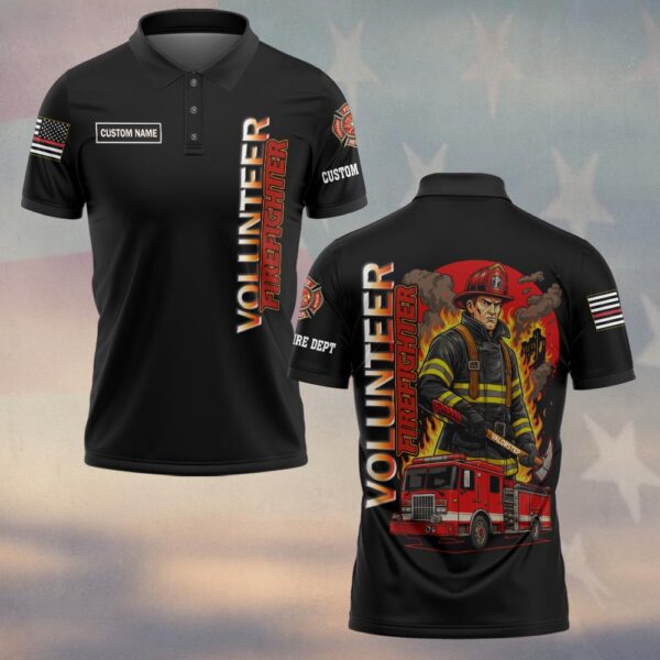 Custom Name & Dept The Red Engine Guardians Firefighter #DQH0183 - Polo