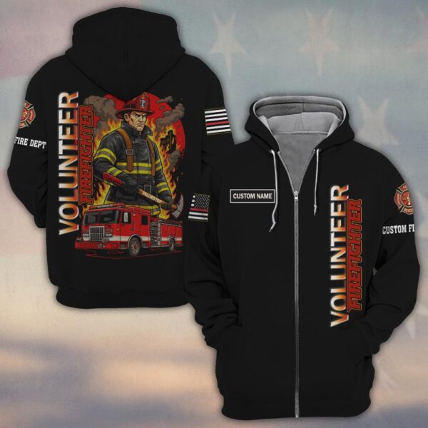 Custom Name & Dept The Red Engine Guardians Firefighter #DQH0183 - Zip Hoodie