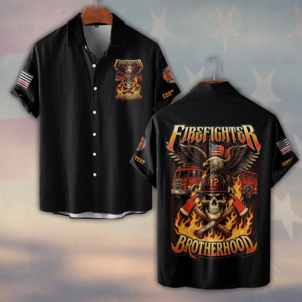 Custom Name & Dept Guardian Eagle Brotherhood - Short Sleeve Button Shirt