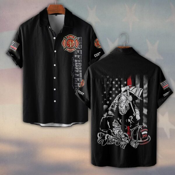 Custom Text & Dept Fallen But Never Forgotten Firefighter #DQH0185 - Short Sleeve Button Shirt