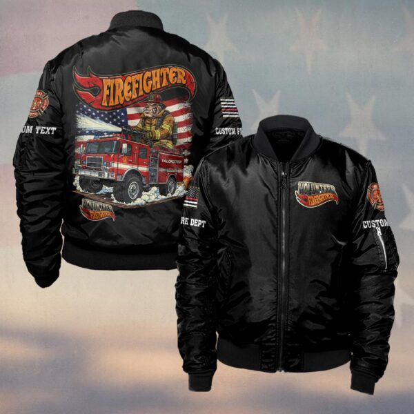 Custom Name & Dept Engines of Freedom Firefighter #DQH0186 - Bomber Jacket