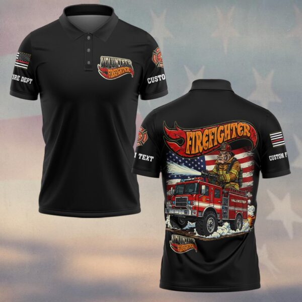 Custom Name & Dept Engines of Freedom Firefighter #DQH0186 - Polo