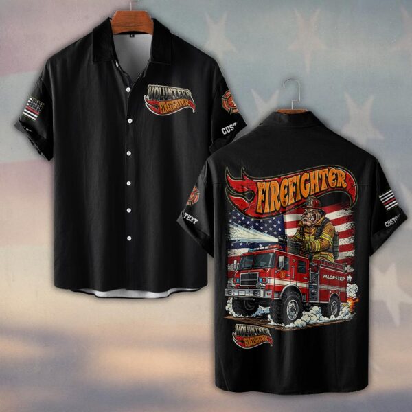 Custom Name & Dept Engines of Freedom Firefighter #DQH0186 - Short Sleeve Button Shirt