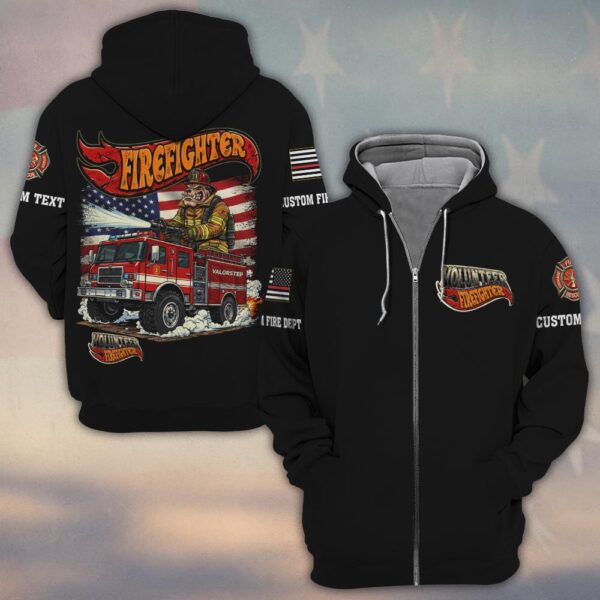 Custom Name & Dept Engines of Freedom Firefighter #DQH0186 - Zip Hoodie