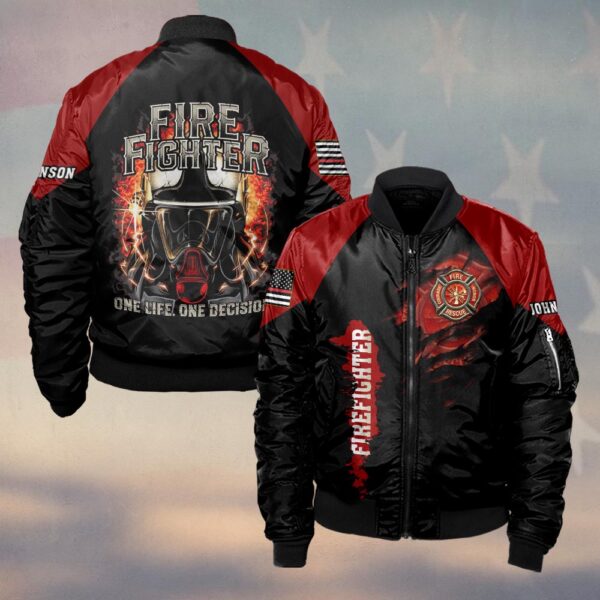 Custom Name Firefighter One Life One Decision #DQH0187 - Bomber Jacket