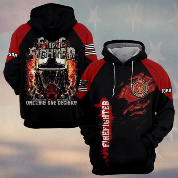Custom Name Firefighter One Life One Decision #DQH0187 - Hoodie