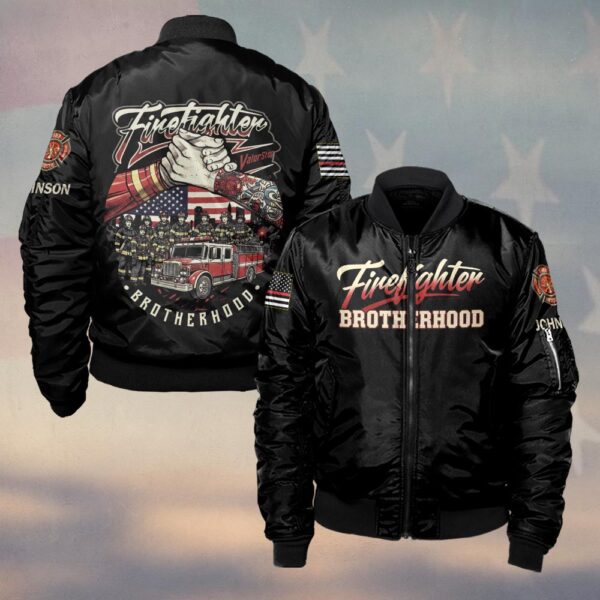 Custom Name Strong Firefighter Brotherhood #DQH0189 - Bomber Jacket