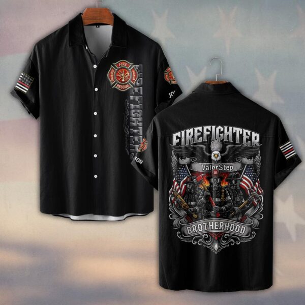 Custom Name Pride Firefighter Brotherhood #DQH0190 - Short Sleeve Button Shirt