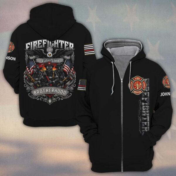 Custom Name Pride Firefighter Brotherhood #DQH0190 - Zip Hoodie