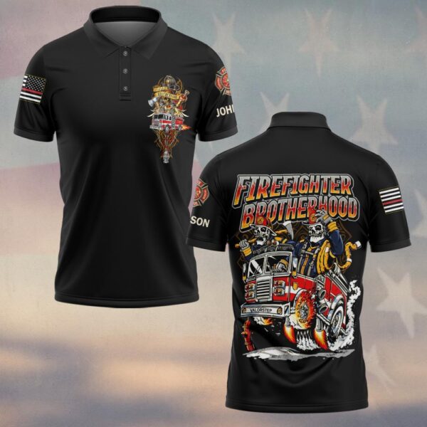 Custom Name Brotherhood of Flames Firefighter #DQH0191 - Polo