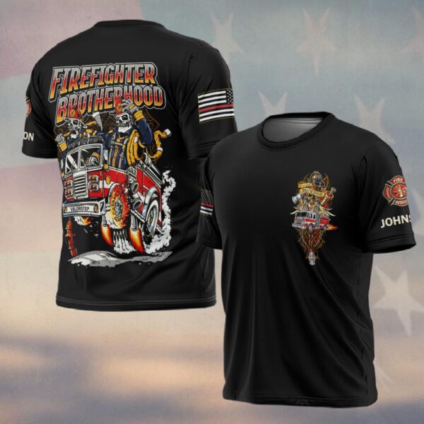 Custom Name Brotherhood of Flames Firefighter #DQH0191 - T-shirt