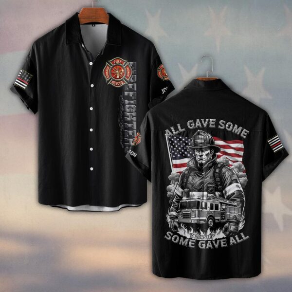 Custom Name All Gave Some, Some Gave All Firefighter Tribute #DQH192 - Short Sleeve Button Shirt