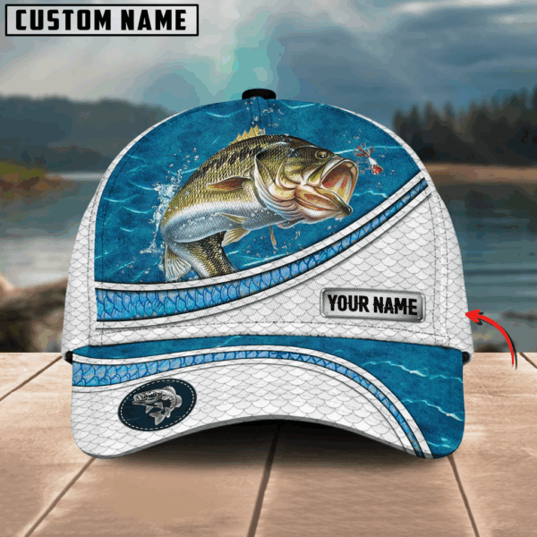 Custom Name Deep Blue Bass Fishing #DQH0326 - Hat All Over Printed