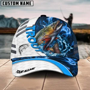 Custom Name Blue Splash Trout Fishing #DQH0327 - Hat All Over Printed