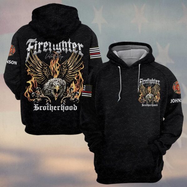Custom Name Eagle of Fire Firefighter Brotherhood #DQH0193 - Hoodie