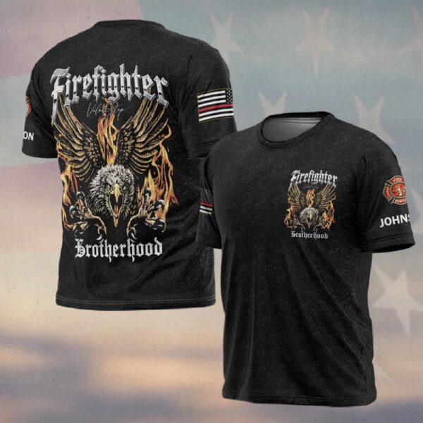 Custom Name Eagle of Fire Firefighter Brotherhood #DQH0193 - T-shirt