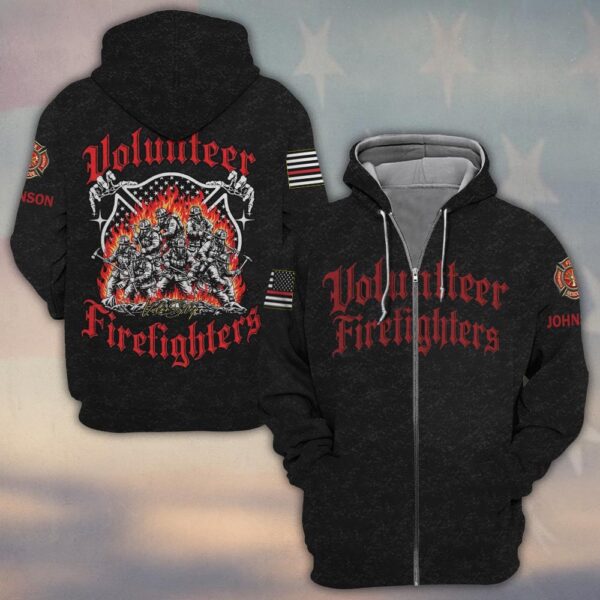 Custom Name & Dept Frontline Volunteers Firefighter #DQH0194 - Zip Hoodie