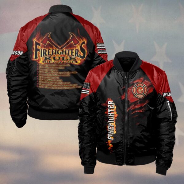 Custom Name & Dept The Firefighters Rule #DQH0196 - Bomber Jacket