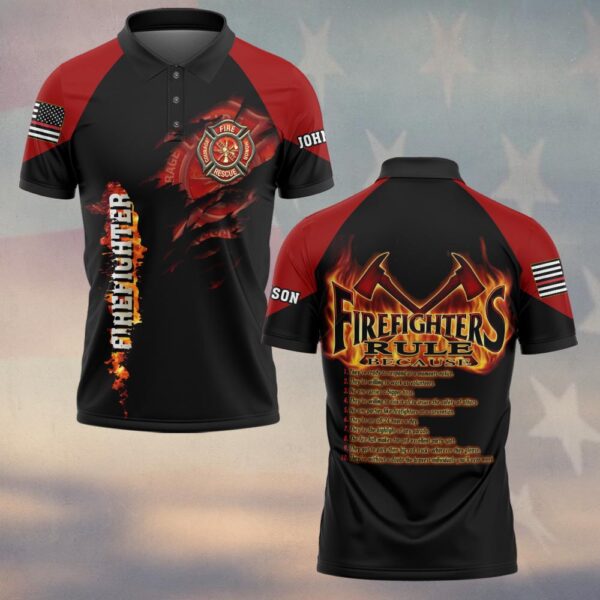Custom Name & Dept The Firefighters Rule #DQH0196 - Polo