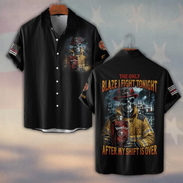 Custom Name Whiskey And Fire The Only Blaze Firefighter #DQH0199 - Short Sleeve Button Shirt