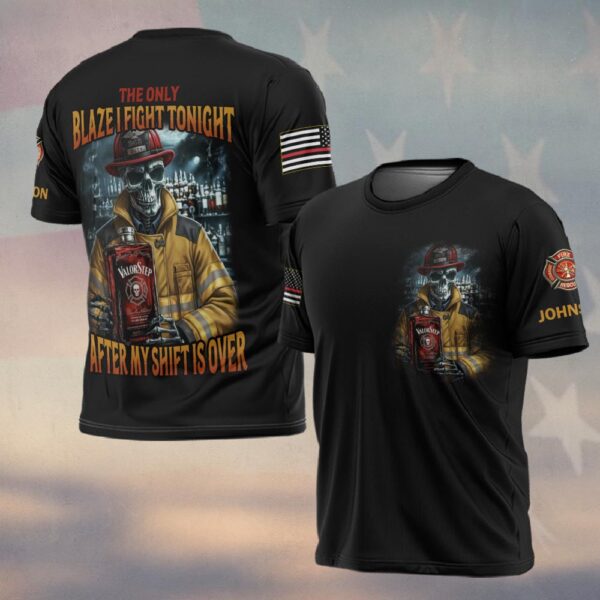 Custom Name Whiskey And Fire The Only Blaze Firefighter #DQH0199 - T-shirt