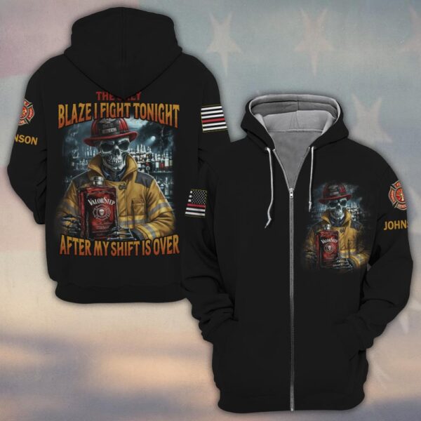 Custom Name Whiskey And Fire The Only Blaze Firefighter #DQH0199 - Zip Hoodie