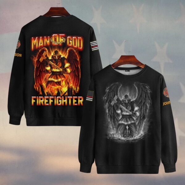 Custom Name Angel of the Flames Man of God Firefighter #DQH0200 - Sweatshirt