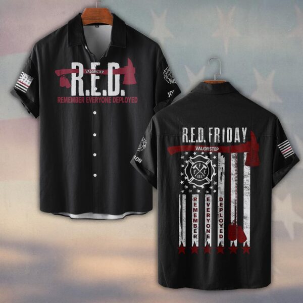 Custom Name Remember Everyone Deployed #DQH0203 - Short Sleeve Button Shirt