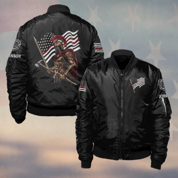 Custom Name Spartan Firefighter – The Guardian of Flames #DQH0205 - Bomber Jacket