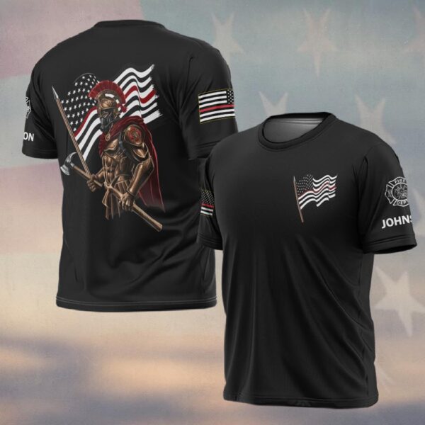 Custom Name Spartan Firefighter – The Guardian of Flames #DQH0205 - T-shirt